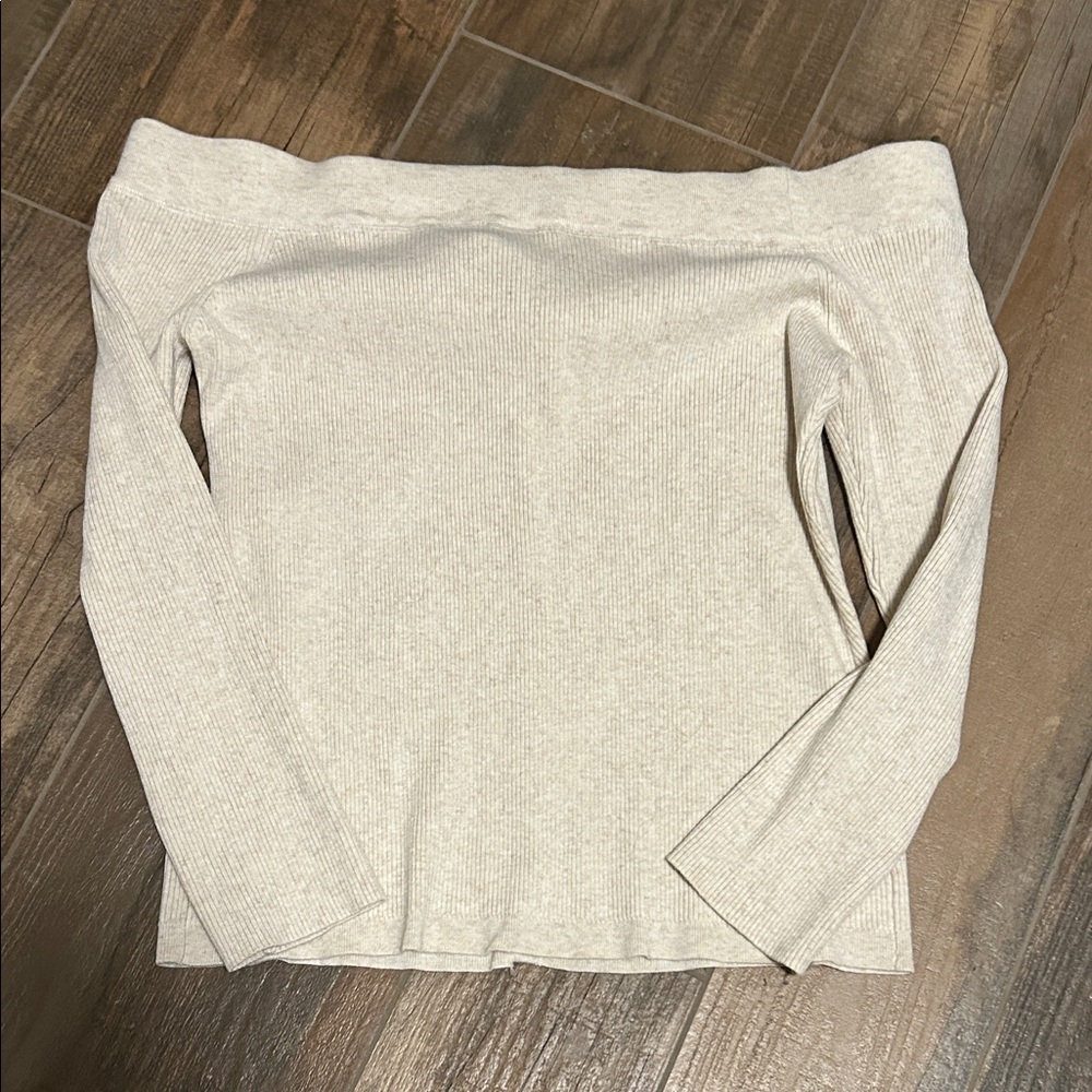 Off-Shoulder Boston Proper Button-Front Ribbed Sw… - image 3